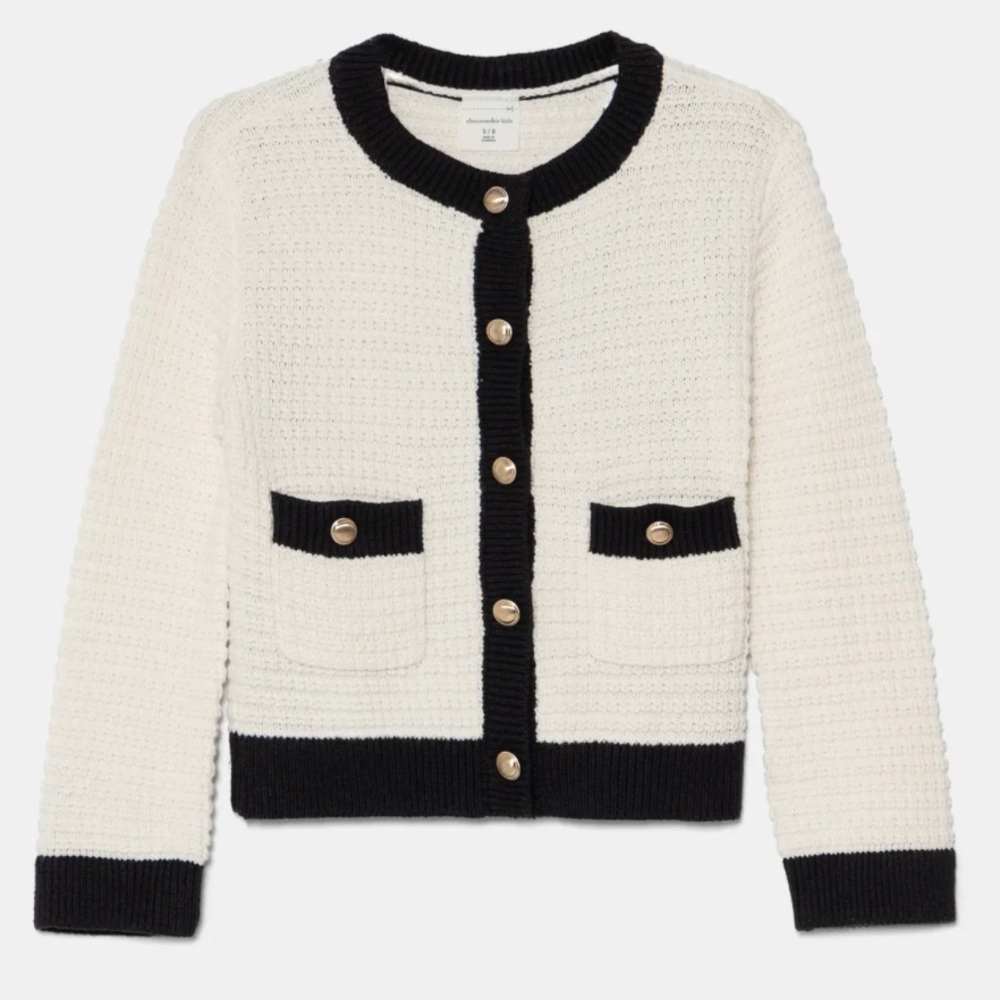 Abercrombie Kids girls navy and cream button front jacket 11/12